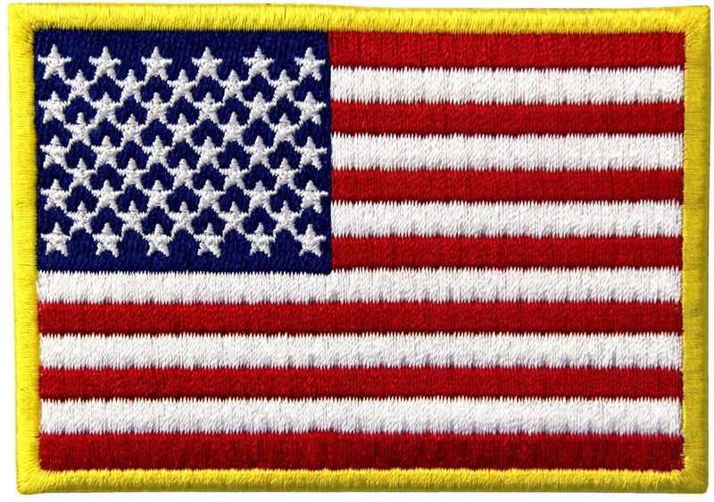 PatchClub 2 pcs American Flag Premium Embroidered Patch - Gold Border | USA United States of America Military Uniform Iron On/Sew On Emblem - Image 2
